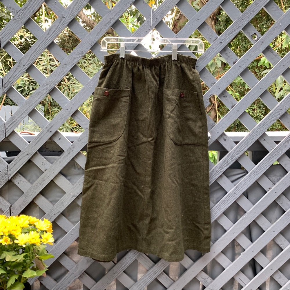 Vintage Army Green Wool Skirt